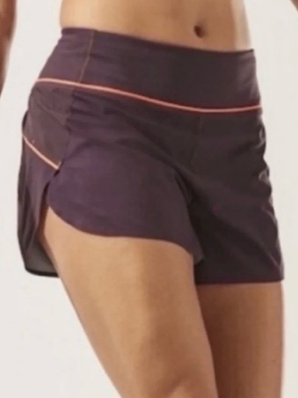Athleta Plum Athletic Shorts with Pink Piping